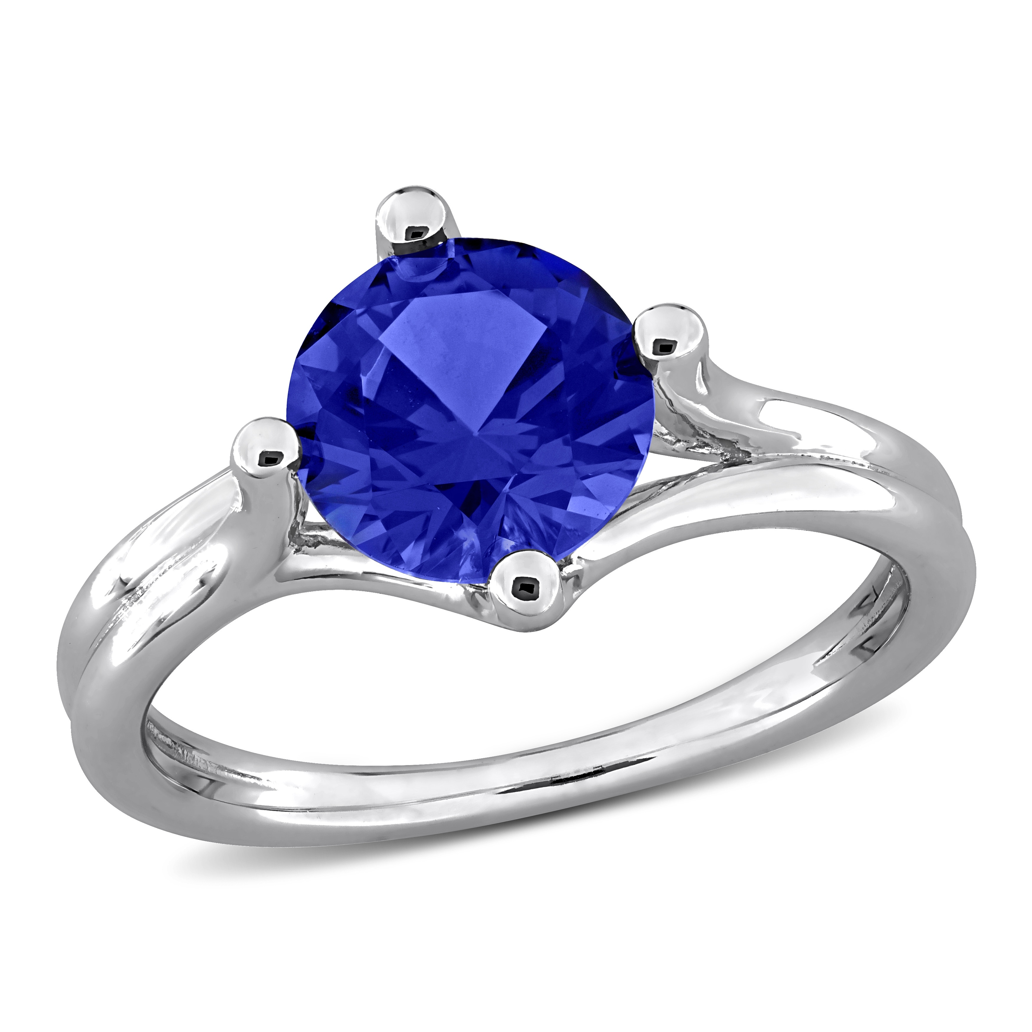 Miadora 2ct TGW Created Blue Sapphire Solitaire Ring Sterling Silver