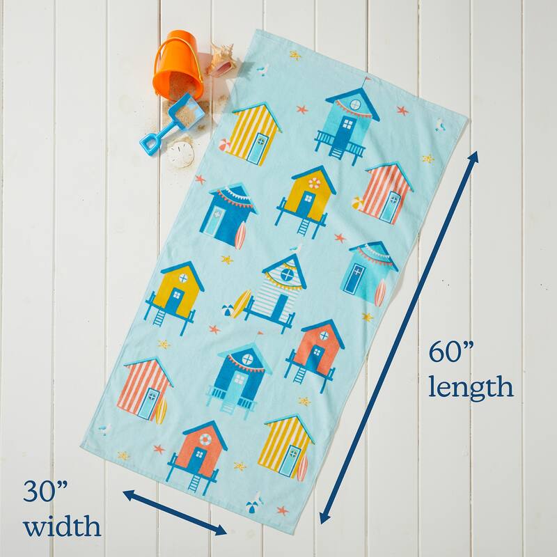 Linery & Co. 100% Cotton Printed Beach Towel for Kids, 30" x 60"