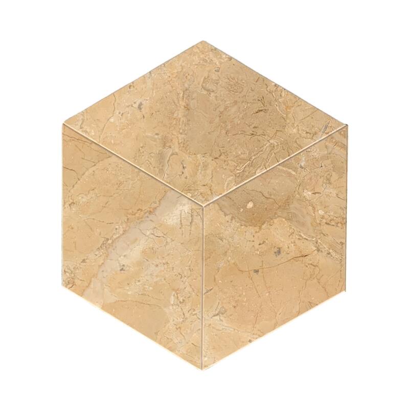 Roomfitters Hexagon Natural Marble Tile, Polished Stone for Wall and Floor, Genuine Marble, 12-Piece Box, Gold Yellow Beige