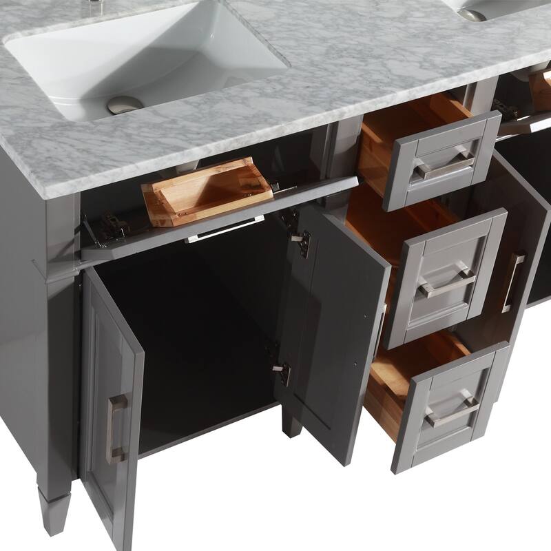 Vanity Art 60 in. Modern Double Sink Bathroom Vanity with Top and Mirror