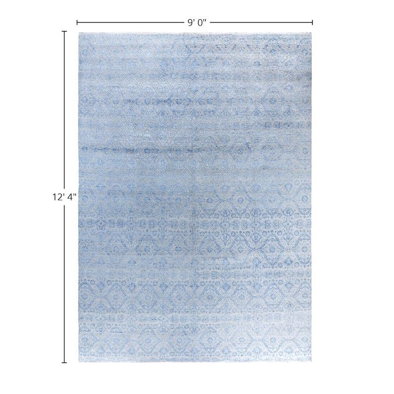 Ikat One-of-a-Kind Hand-Knotted Area Rug, Gray - 9' 0" x 12' 4"