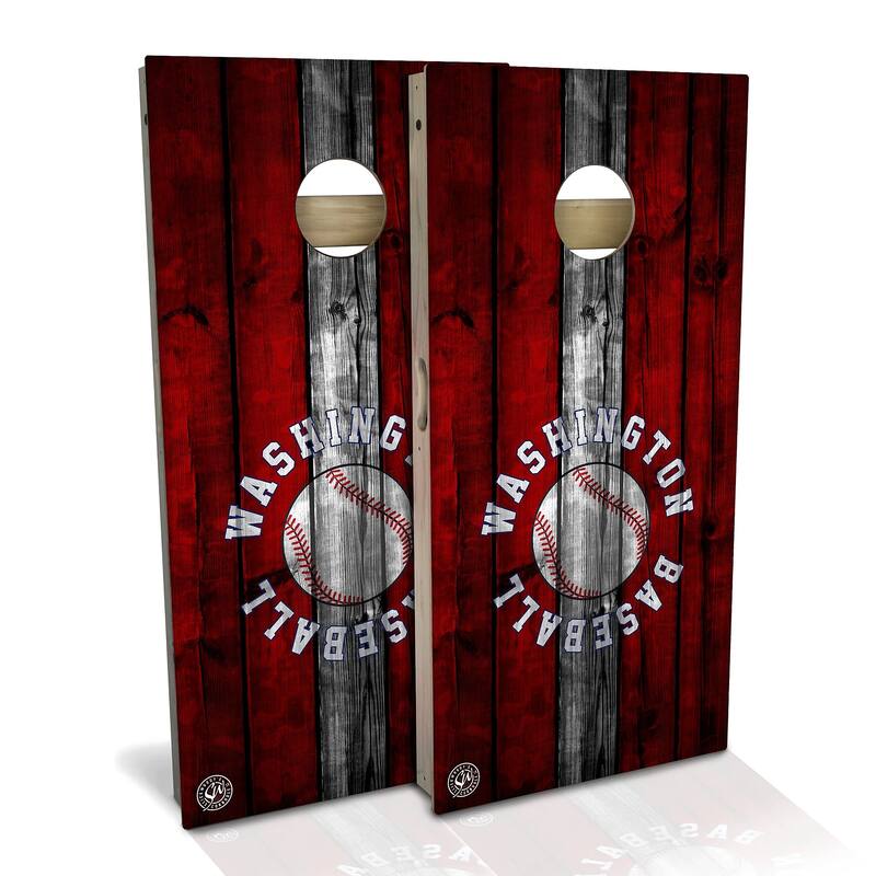 Washington Baseball Outdoor Cornhole Board Set - Backyard 2x4 - Include Edge Lights