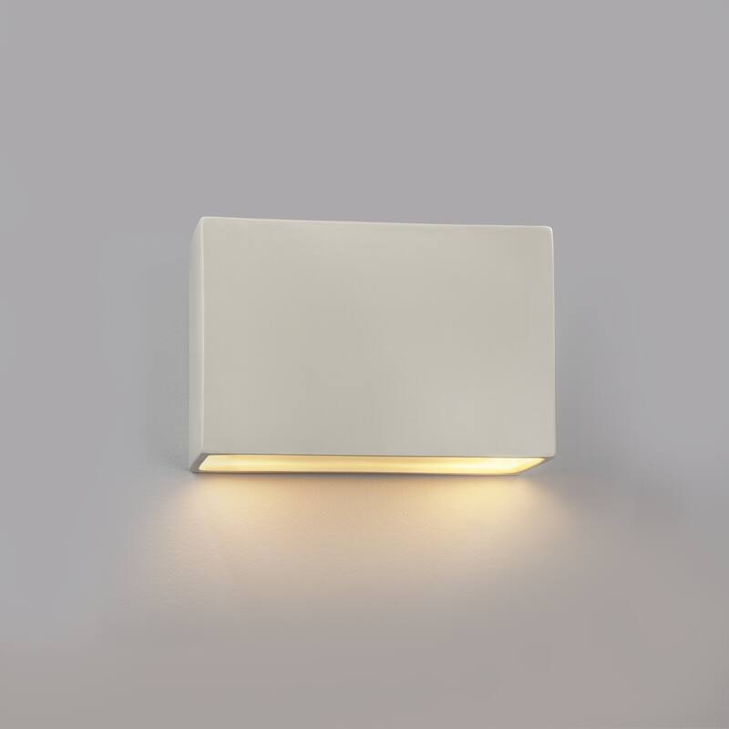 Justice Design Ambiance 10-inch ADA Matte White Closed Top Rectangle Wall Sconce - Matte White