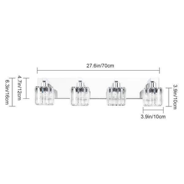 dimension image slide 6 of 14, 2/3/4/5 Light Bathroom Vanity Light Wall Sconce with Crystal Shade