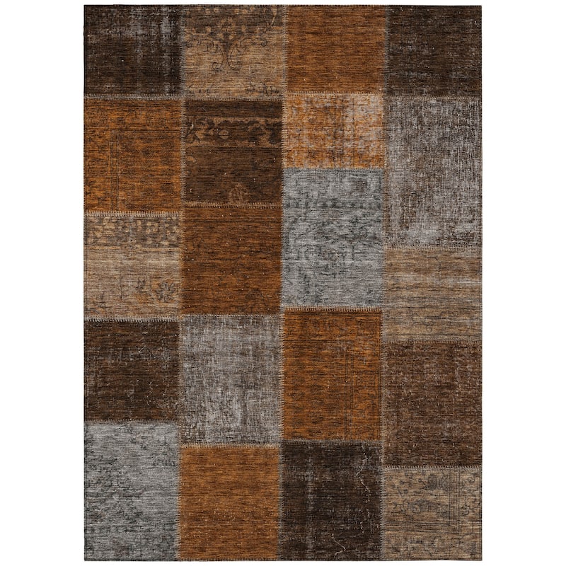 HomeRoots Patchwork Transitional Rectangle Outdoor Rug