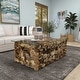 preview thumbnail 27 of 63, Brown Driftwood Handmade Collage and Pedestal Base Coffee Table with Tempered Glass Top - 48" round x 16"
