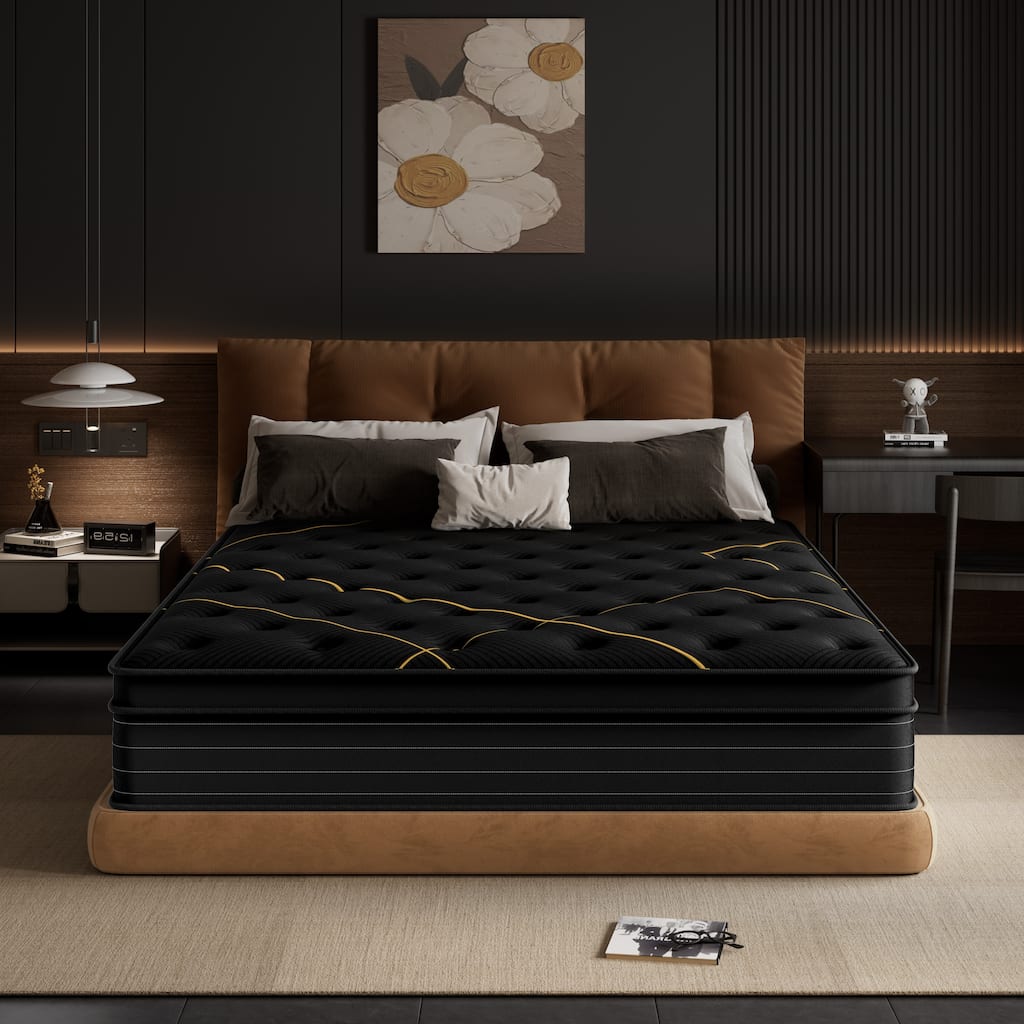 14-inch Plush Gel Memory Foam Mattress with Pocket Spring Hybrid Mattress