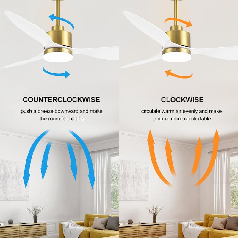 52 Inch LED Ceiling Fan with Lights Remote(3-Blade)