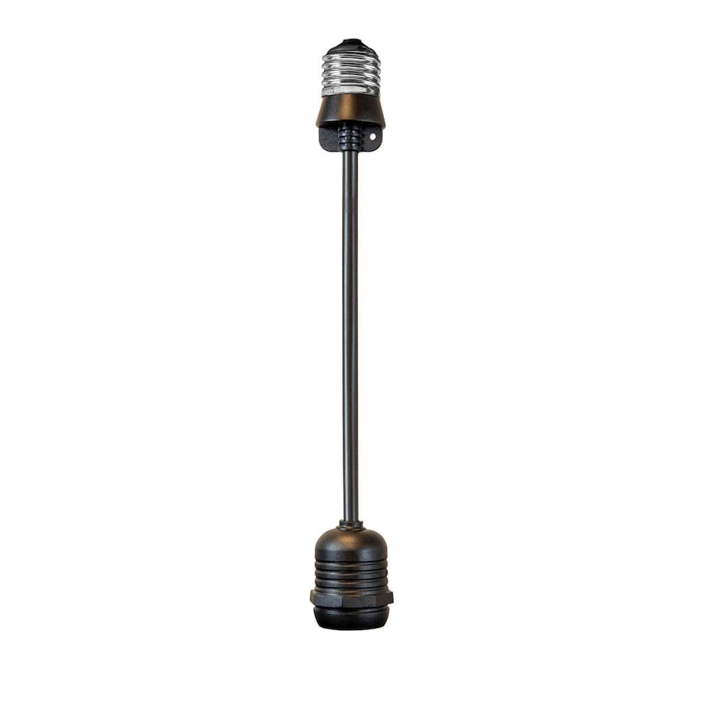 Novelty Lights E26 Medium Base Socket Extender, 6" Drop, Black Wire