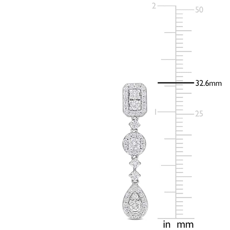 Miadora 1 3/8ct TDW Diamond Geometric Drop Earrings in 14k White Gold