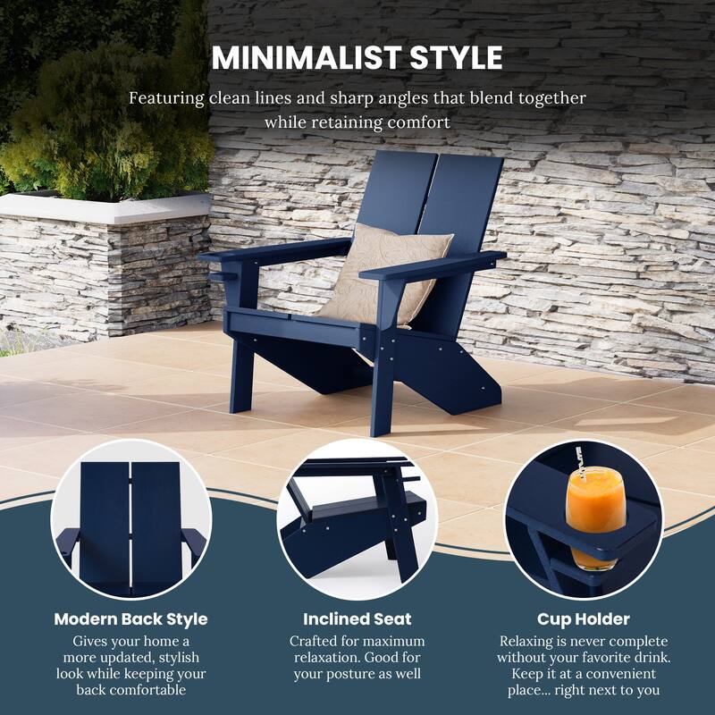 Coastin Modern Poly Adirondack Chair With Ottoman (Set of 2)