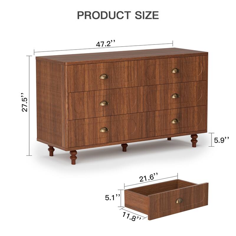 Pocassy 8 Drawer Dresser for Bedroom, Chest of Drawers with Solid Wood Legs