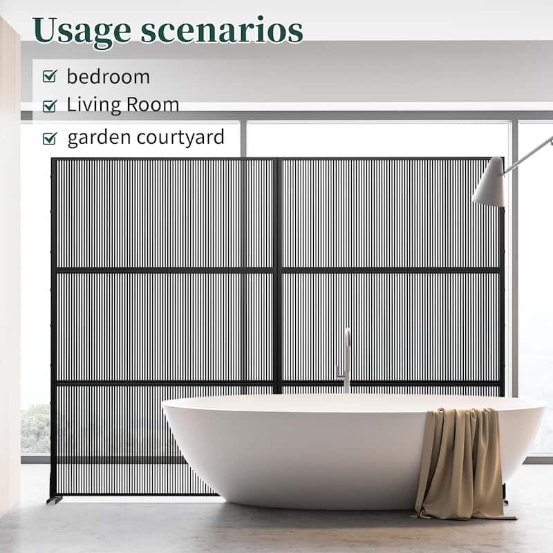 Dovelina 6ft.Outdoor Freestanding Metal Privacy Screen Decorative Garden Fence - 72"x47"