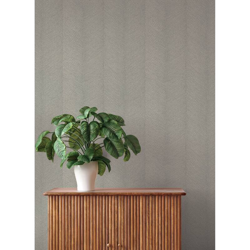 A-Street Prints Ione Grey Textured Chevron Wallpaper