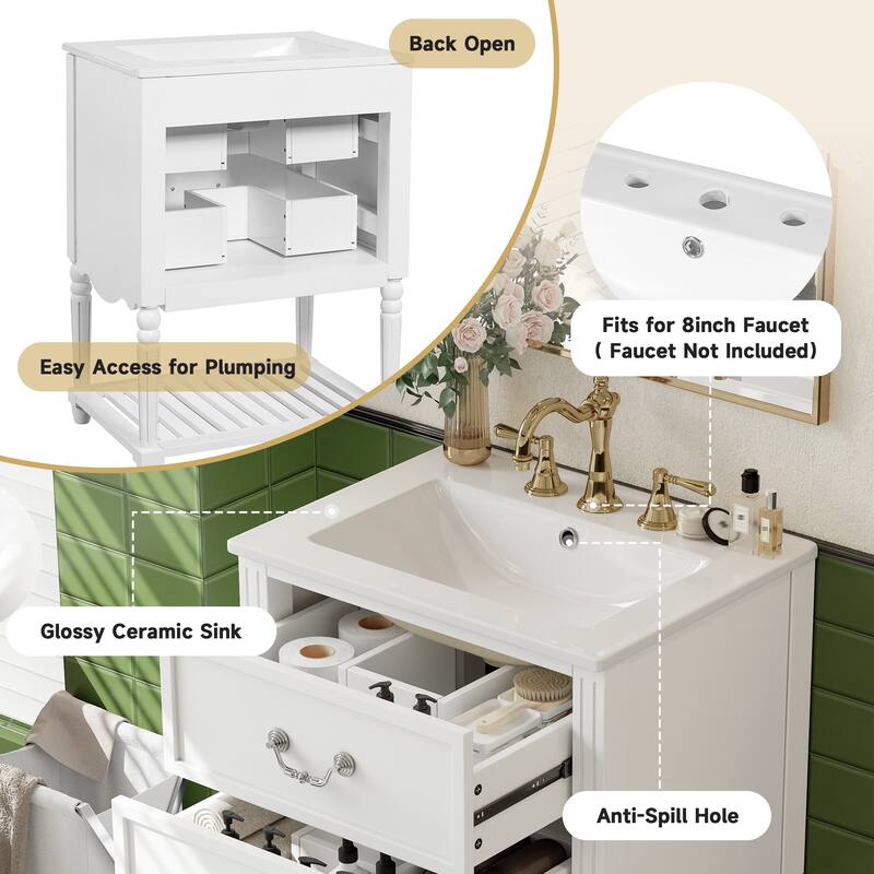 24'' Bathroom Vanity with Ceramic Sink