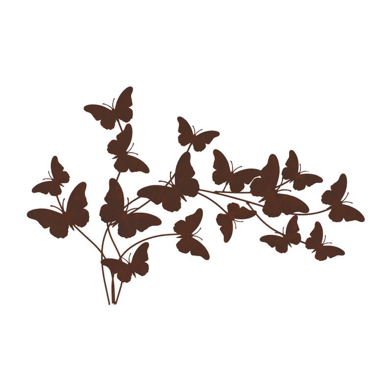 HomeRoots 18" X 29" Brown Metal Butterflies Hanging Dimensional Sculpture