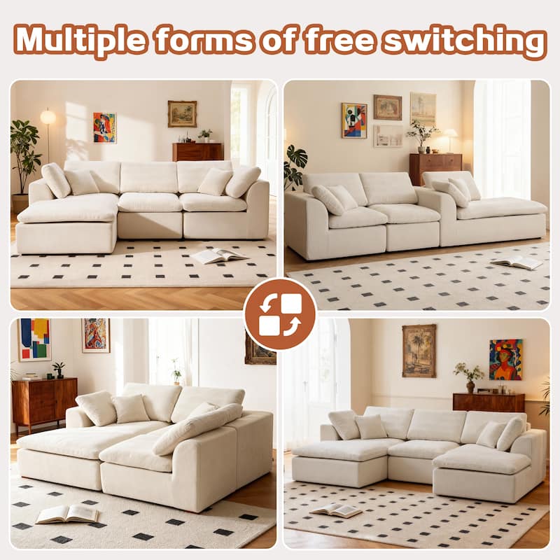 Modern L-Shaped Sectional Sofa with Chaise Lounge,Modern Minimalist Style Corduroy Couch