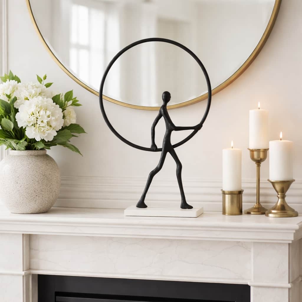 Artistic Human Figurine Sculpture on Marble Base - 27.0"