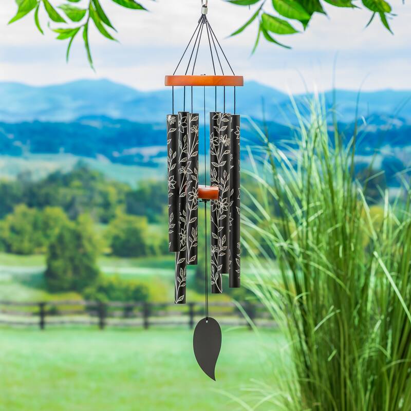 30 in. Black Etched Hand Tuned Metal Wind Chime, Scale of A