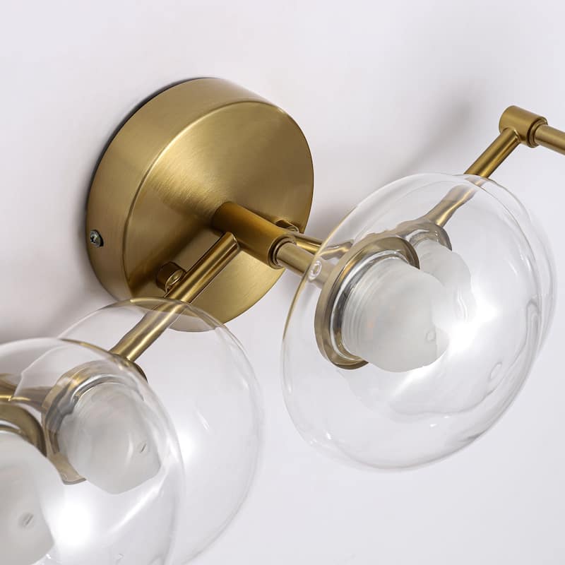 20.9" 5-Light Modern Gold Integrated LED Bathroom Vanity Light/Semi-Flush Mount Light with Clear Oval Glass Shades