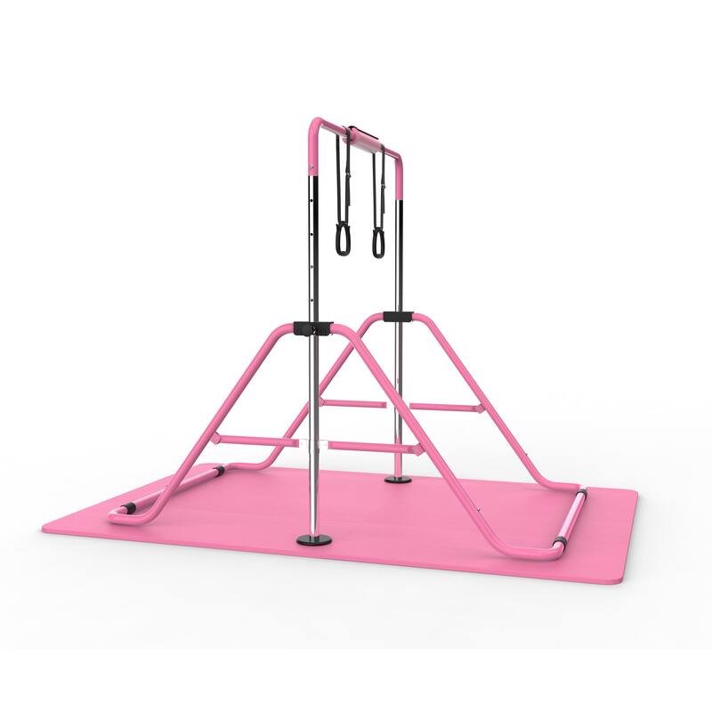 Gymnastics Bar for Kids, Gymnastics Horizontal Bar with Adjustable Height Foldable Training Bar with Mat for Home Practice