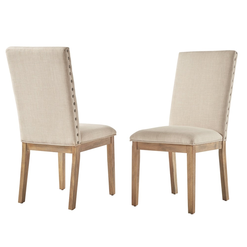 Voyager Nailhead Accent Parson Linen Dining Chair (Set of 2) by iNSPIRE Q Artisan