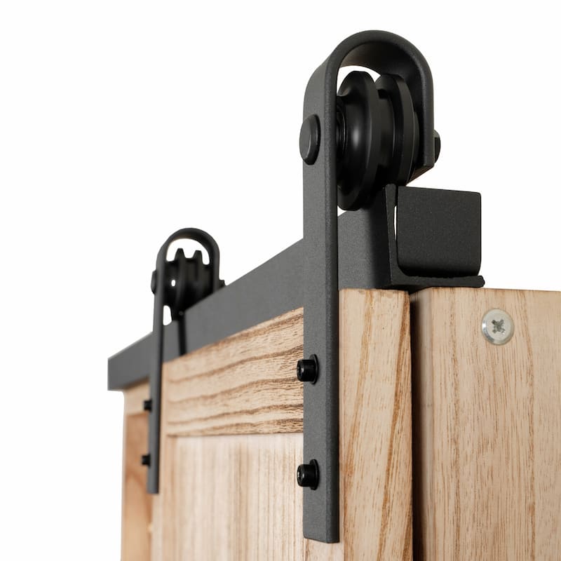 OS Home and Office Furniture Model Solid Wood Barn Door Style Wall Organizer with Corkboard and Letter and Key Storage