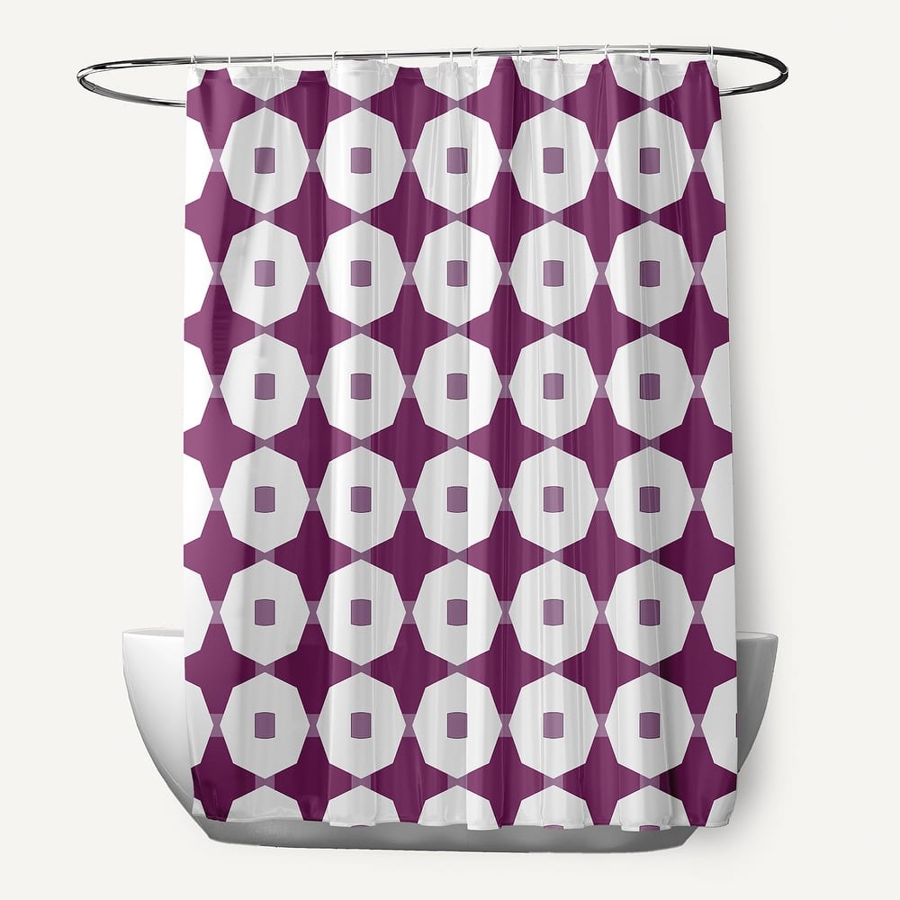 Button Up Geometric Print Shower Curtain