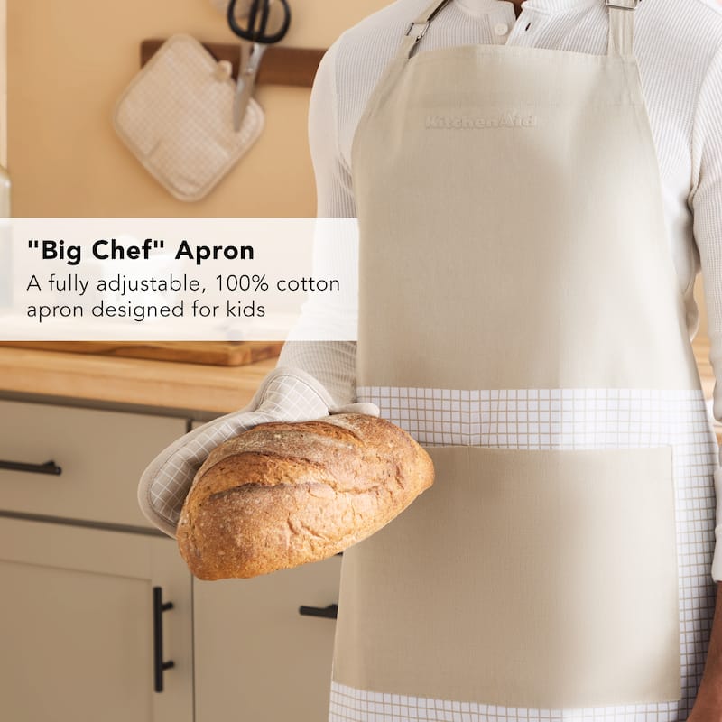 KITCHENAID Gourmet Series Gridlines Big Chef Apron, Water & Stain Resistant