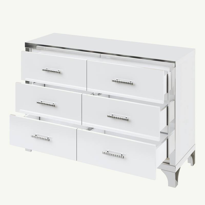 High Gloss Dresser with Metal Handle