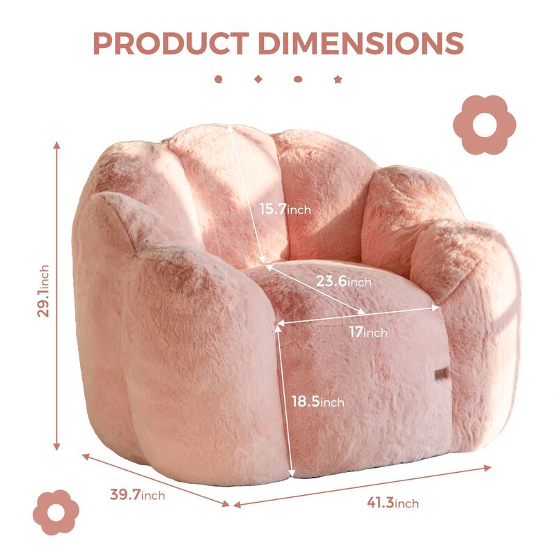 Single Faux Far Floral Shaped Bean Bag Chair