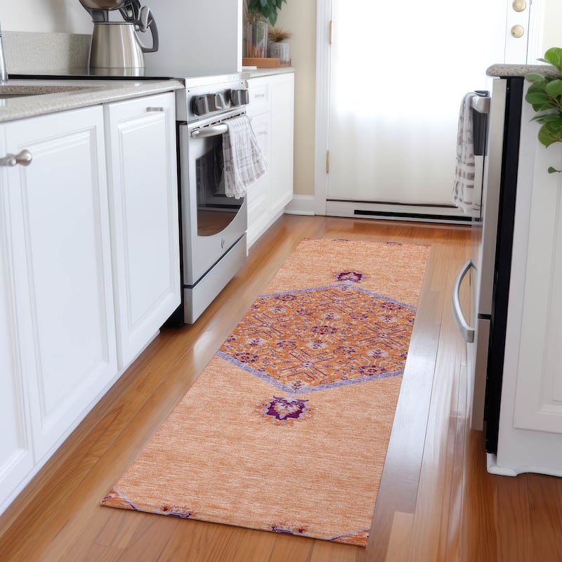 Machine Washable Indoor/ Outdoor Traditional Chantille Rug