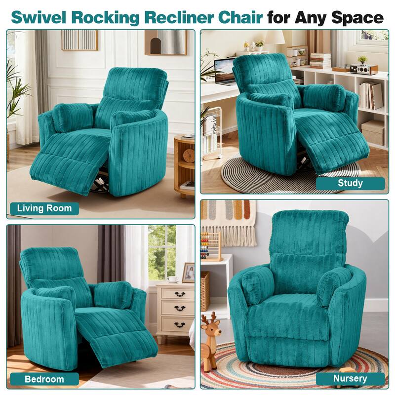 Rossetta Swivel Rocking Glider Power Recliner Chair with 24" Wide Seat & Type-C & USB Ports