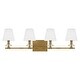 preview thumbnail 1 of 3, Kelsey Glen 4-Light Weathered Brass Vanity Light - Weathered Brass