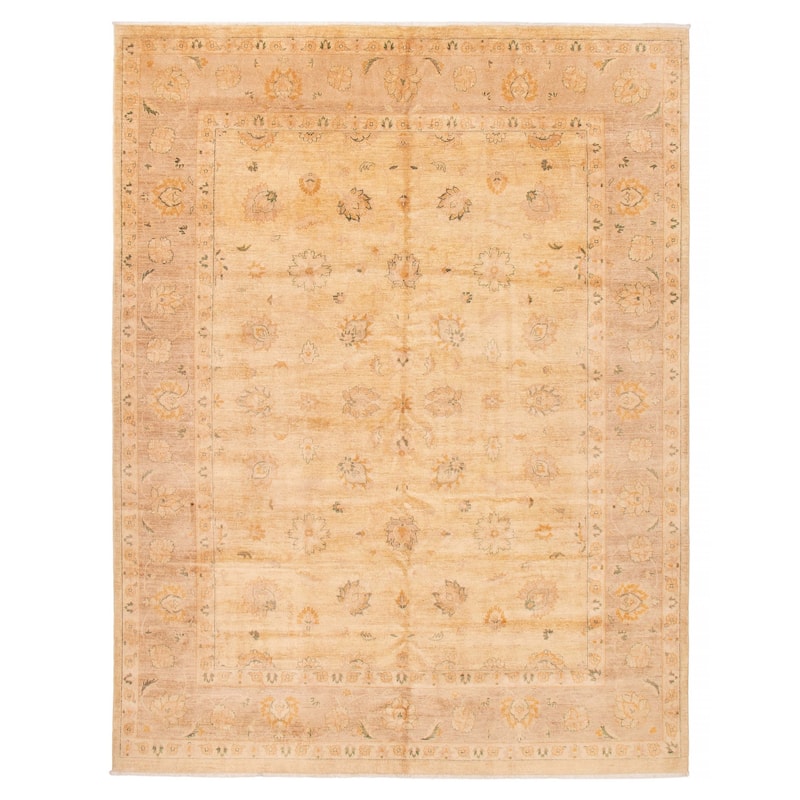 ECARPETGALLERY Hand-knotted Peshawar Oushak Ivory Wool Rug - 9'2 x 11'11 - Ivory - 9'2 x 11'11