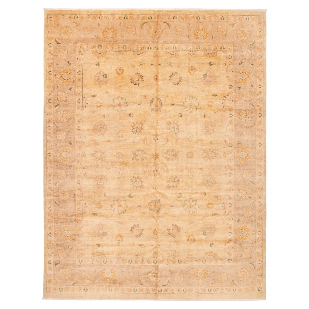 ECARPETGALLERY Hand-knotted Peshawar Oushak Ivory Wool Rug - 9'2 x 11'11