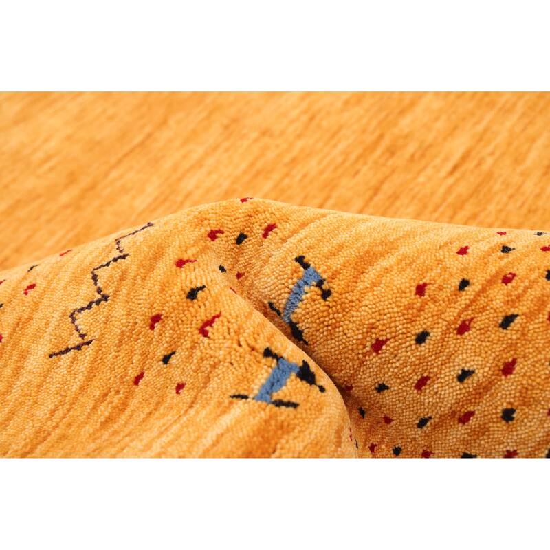 ECARPETGALLERY Hand Loomed Kashkuli Gabbeh Light Orange Wool Rug - 5'1 x 8'2