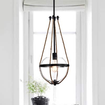 Medeia 11 Inch Matte Black Bohemian Glass Shade Pendant Ceiling Lighted