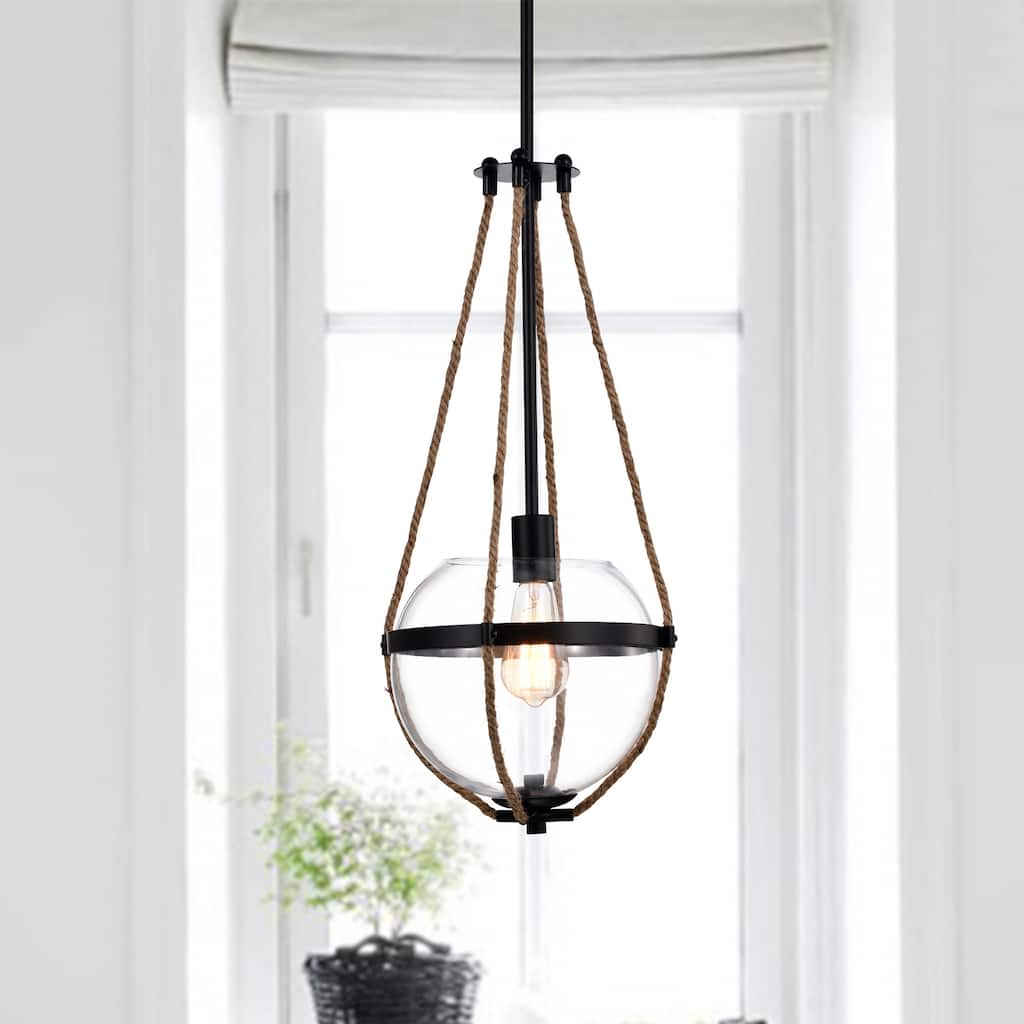 Medeia 11 Inch Matte Black Bohemian Glass Shade Pendant Ceiling Lighted