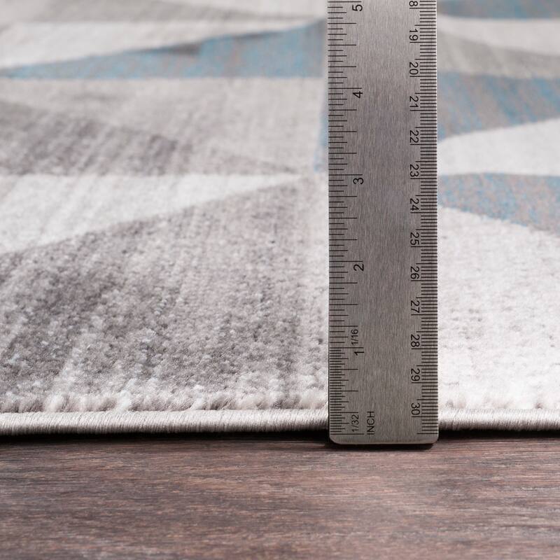 Livabliss Metz Blue & Gray Mid-Century Geometric Area Rug