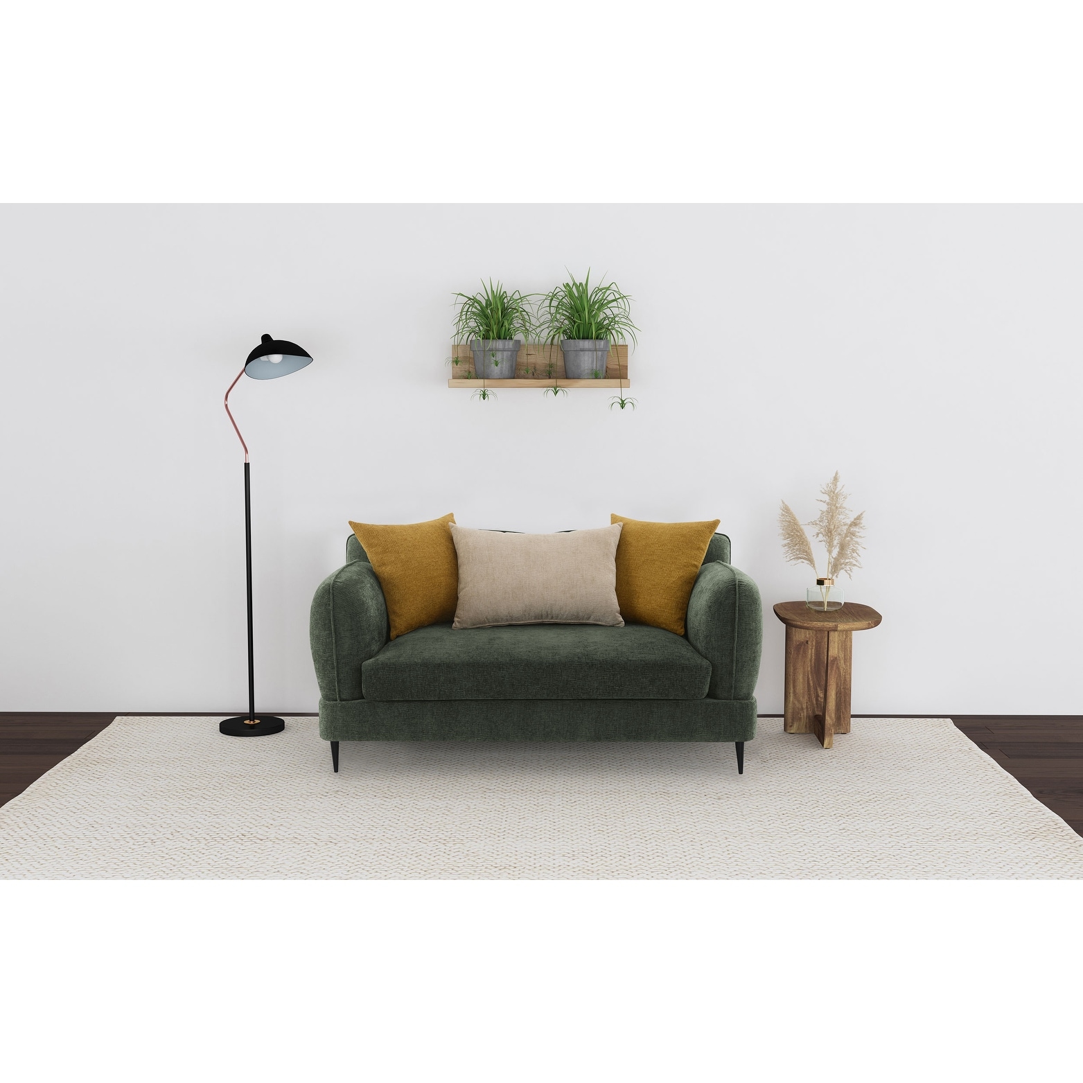 Jade Chenille Upholstered Modern Track Arm Loveseat