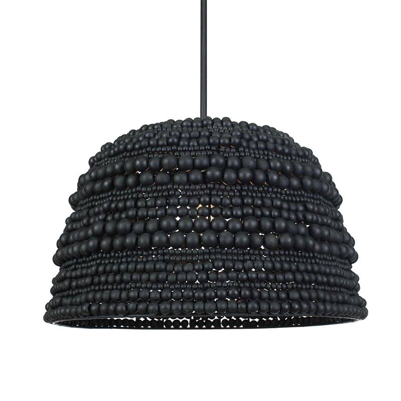 Uttermost 21623 Persephone 21" Wide Wood Pendant - Matte Black