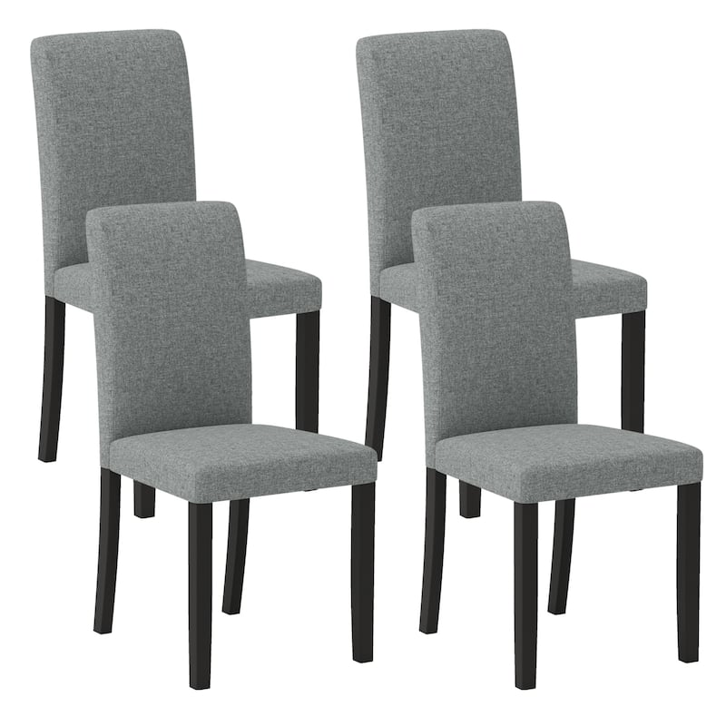 Gymax Dining Chair Set of 4 Mid-Century Modern Fabric Upholstered - Grey - Set of 4