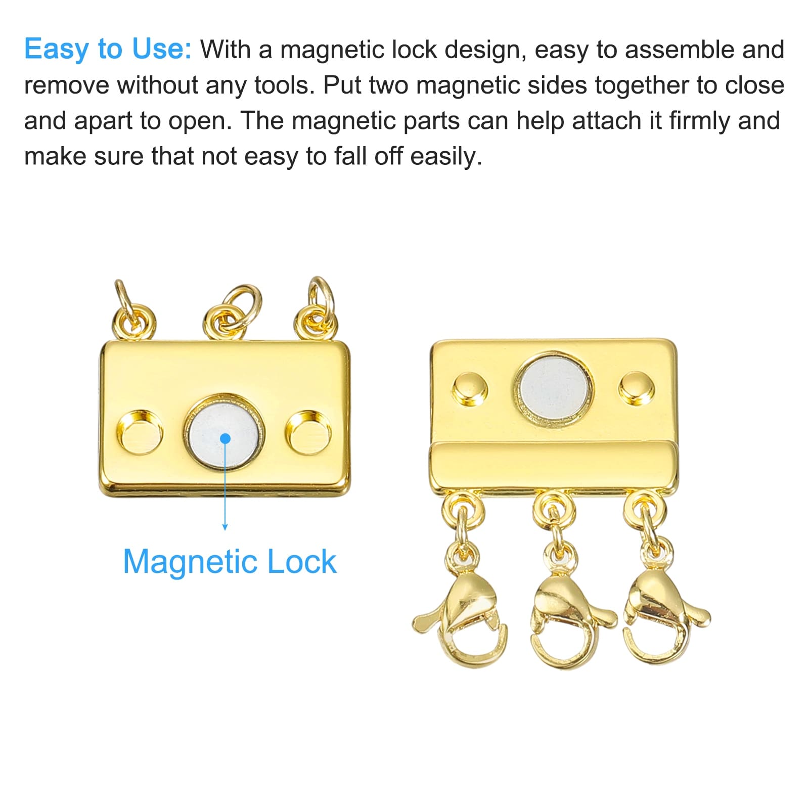 Locking Magnetic Triple Necklace Layering Clasp, Separator for
