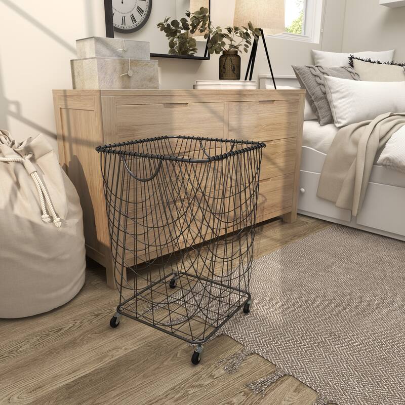 CosmoLiving by Cosmopolitan 26x16 Metal Rolling Storage Basket - 16"L x 16"W x 24"H