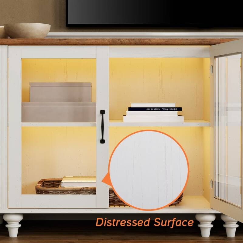 Kitchen Sideboard Buffet Cabinet, Glass Display Cabinet with Storage