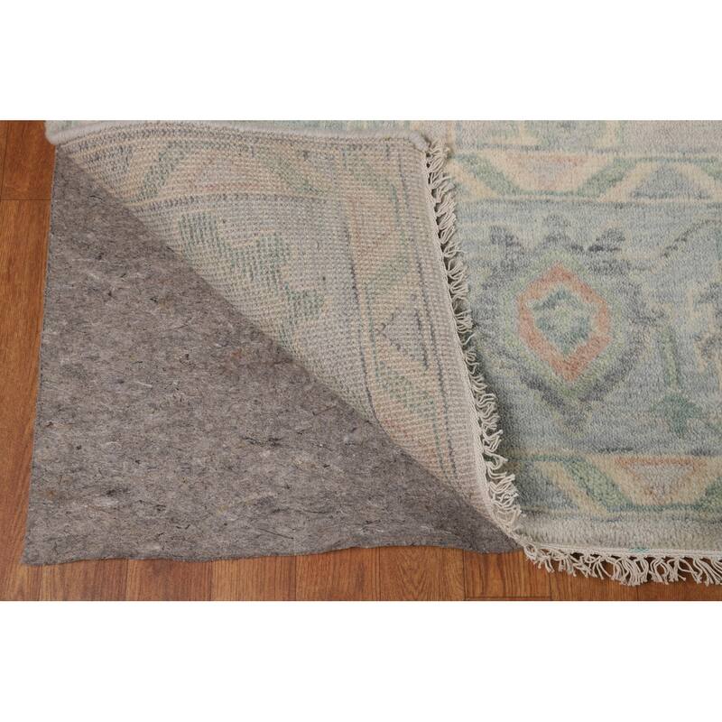 Gray Transitional Oushak Indian Area Rug Hand-Knotted Wool Carpet - 9'0"x 11'10"
