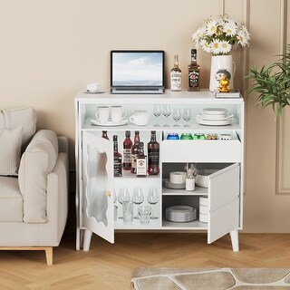 Rotating LED L-Shaped Buffet Cabinet with Drawers & Storage - Bed Bath ...