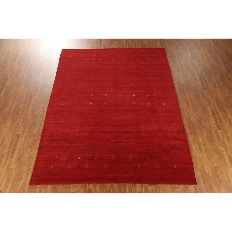 Hand Knotted Oriental 100% Wool Carpet Tribal Tribal Red Gabbeh Area Rug - 11' 3'' X 8' 5''