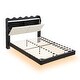 preview thumbnail 9 of 33, Classic Modern Style Full Size Platform Bed with Storage Headboard,Sturdy Wood Bed,LED Light Strips and USB Charging Design